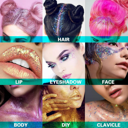 MEICOLY Gold Body Glitter,Yellow Face Glitter,Music Festival Outfits for Women,Hair Glitter Kids Sequins Makeup,Sparkle Face Body Glitter for Country Singer Concert,Mardi Gras Accessories