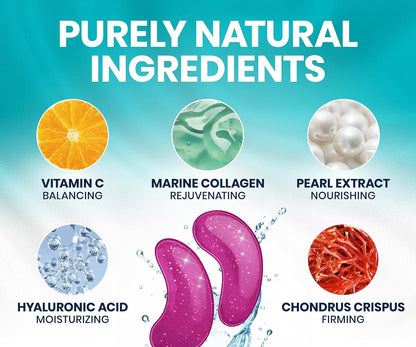 Stylia Under Eye Patches for Puffy Eyes and Dark Circles (6 Pairs) - Marine Collagen Under Eye Mask with Vitamin C, Hyaluronic Acid, Pearl Extract - Eye Masks for Dark Circles and Puffiness