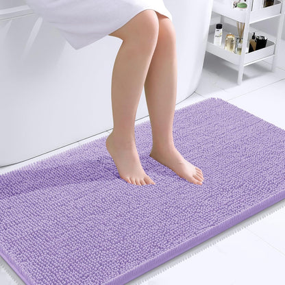 OLANLY Bathroom Rugs 44x24, Extra Soft Absorbent Chenille Bath Rugs, Rubber Backing Quick Dry, Machine Washable Bath Mats for Bathroom Floor, Tub and Shower, Home Decor Accessories, Lavender
