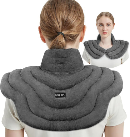 Neck Heating Pad Microwavable for Shoulders, Warmer Wrap Microwave Heating Pad for Neck and Shoulders for Pain Relief (Gray)