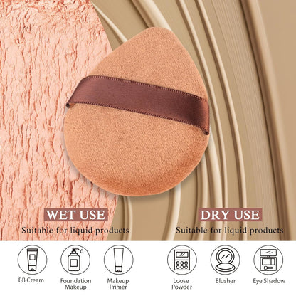 Powder Puff for Face Powder Triangle Beauty Blender Sponge Halo Glow Brown Powder Puff for Flawless Makeup Application