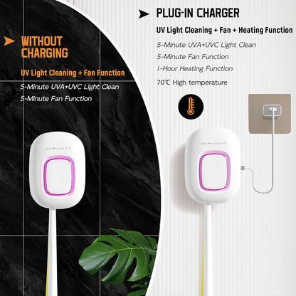 Toothbrush Sanitizeri Case with U V-C Lights, Dryer Heating, Fan Drying - Rechargeable Portable Toothbrush Cover, Magnetic Wall Mount Sterilizeri Box for Home, Travel & Fits All Toothbrushes