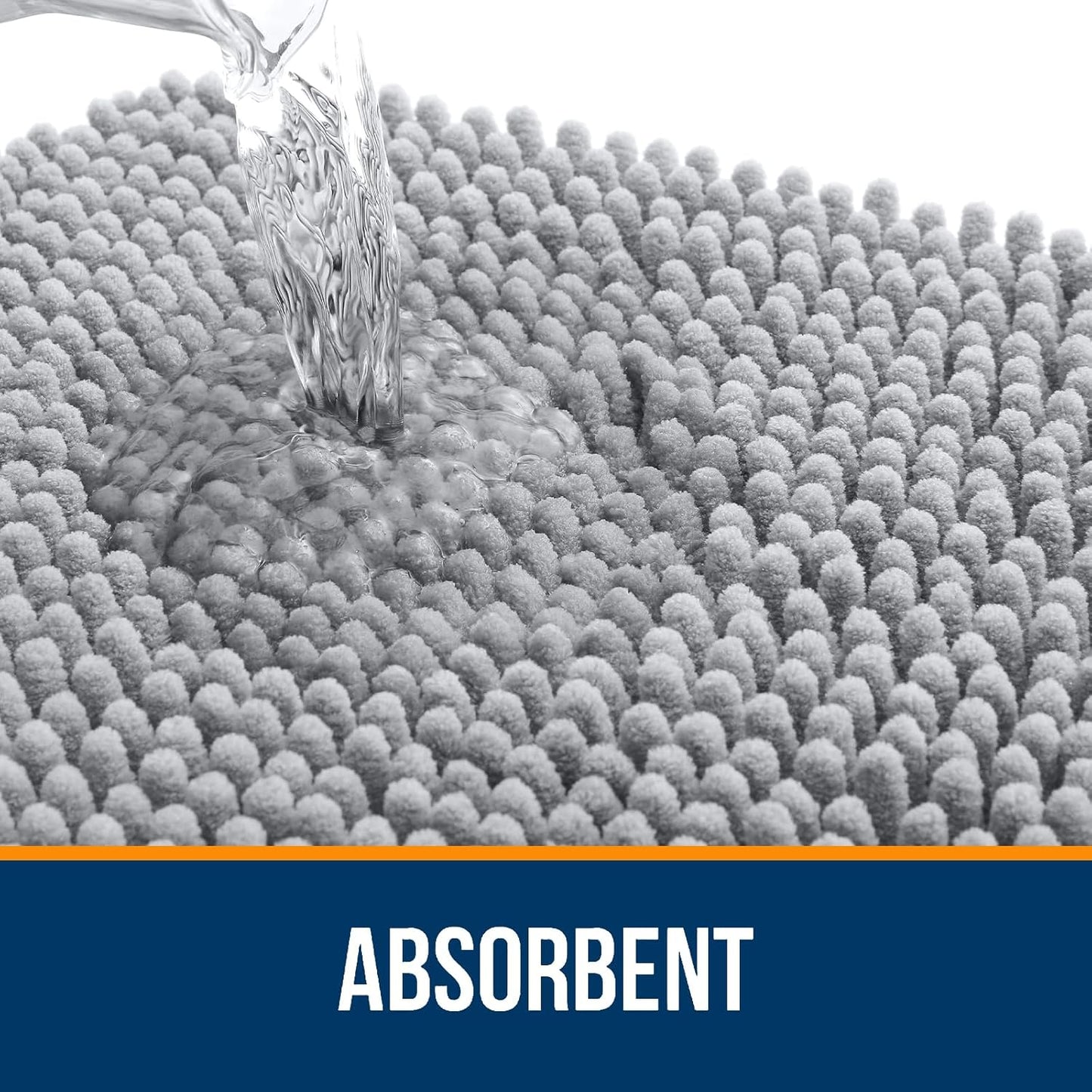 OLANLY Bathroom Rugs 70x24, Extra Soft Absorbent Chenille Bath Rugs, Rubber Backing Quick Dry, Machine Washable Bath Mats for Bathroom Floor, Tub and Shower, Home Decor Accessories, Light Grey