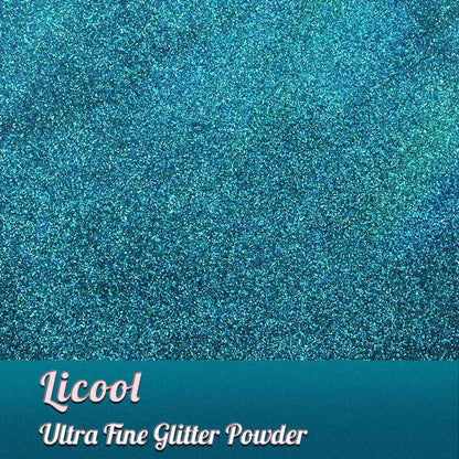Holographic Fine Glitter, 100g/3.5oz Extra Fine Glitters Powder Packs for Resin, Craft Glitter for Tumblers Candle Slime Making, Festival Body Face Eyeshadow Nail Glitter (Laser Teal Blue)