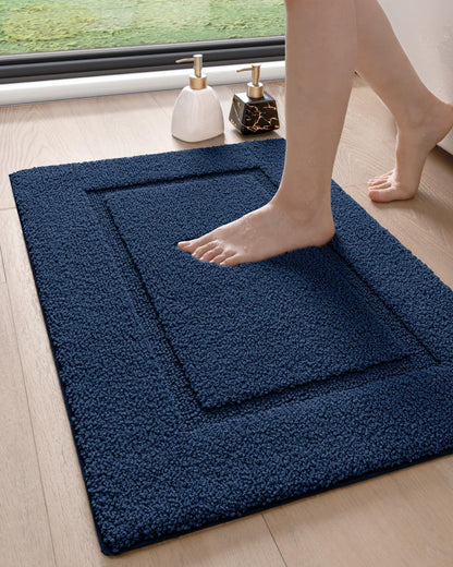 DEXI Bathroom Rugs 32x20, Washable Non Slip Bath Mat for Shower Floor, Absorbent Quick Dry Bathmat with Rubber Backing, Ultra Soft Plush Carpet for Tub, Navy