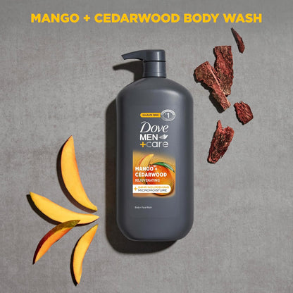 DOVE MEN + CARE body and face wash rejuvenating mango + cedarwood for Men, with 24-Hour Nourishing Micromoisture Technology, 30 oz