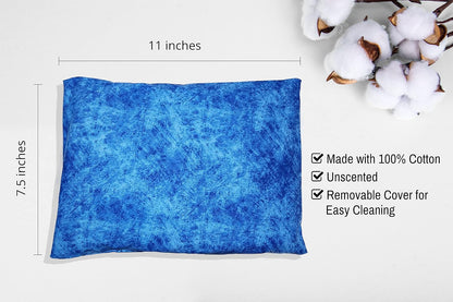 Microwavable Corn Filled Heating Pad and Cold Pack/Washable 100% Cotton Cover (Etched - Cobalt, 7.5in W x 11in L)
