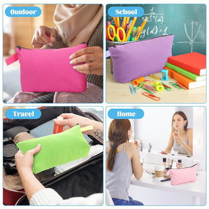 Saintrygo 30 Pcs Makeup Bag Travel Canvas Cosmetic Bag Bulk Multipurpose Small Makeup Pouch for Purse Portable Blank Zipper Toiletry Organizer DIY for Women Assorted Color(Novel,9.8 x 5 x 2 Inch)