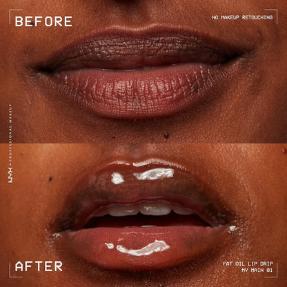 NYX PROFESSIONAL MAKEUP Fat Oil Lip Drip, Moisturizing Lip Oil Gloss, Vegan Tinted Formula, Up to 12 HR Hydration - My Main (Clear)