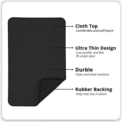 Bath Mat,Ultra Thin Bathroom Rugs,Rubber Bath Mats for Bathroom,No Slip Bath Rugs,Quick Dry,Machine Washable,Low Pile,Absorbent,Shower Outside,Sink,Home Decor Accessories.Black,1'8"x2'8"(20x32inch)