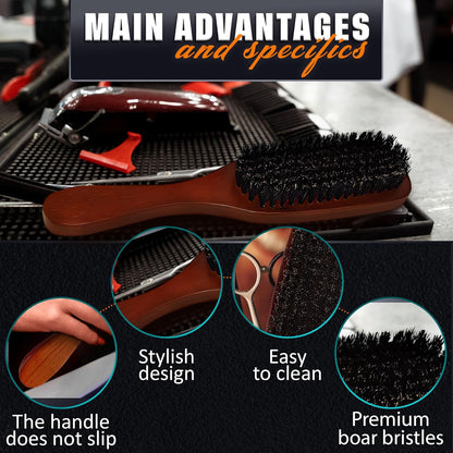 Soft Beard Brush for Men – Soft Boar Bristle Beard Brush with Handle, 9" Wooden Design for Beards, Mustaches & Slick Back Hair – Comfortable Grip, Styling Control, for Daily Grooming & Barbershop Use