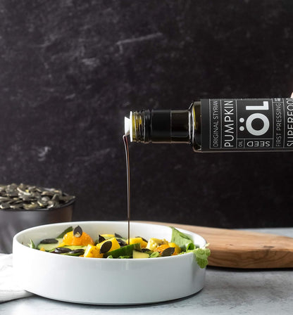 Schlacher & Söhne Styrian Pumpkin Seed Oil: 100% Pure, Cold Pressed, Non GMO, Gluten Free, Vegan, May Helps in Hair Growth, Made in Austria (8.4 FL OZ of 250 ml)