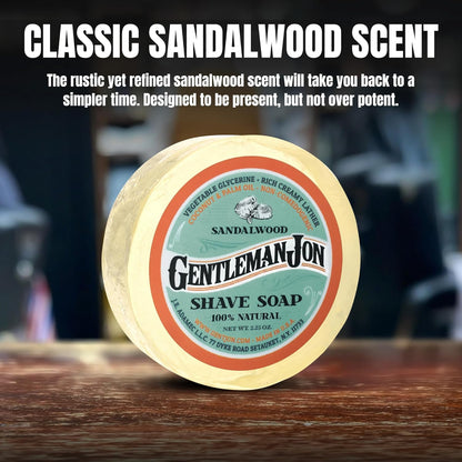 Sandalwood Shaving Soap for Men - Creates the Perfect Lather - Ideal for Smooth Shaves - Moisturizes and Protects - Elevate Your Grooming with this Classic Shave Essential (2.25 oz)