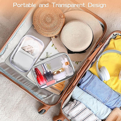 6 Pcs Clear Hard Zipper Case Hard Plastic Zipper Pouches Clear Shell Case Portable Travel Organizer Makeup Bag for Building Blocks Puzzles Cosmetics Makeup Supplies