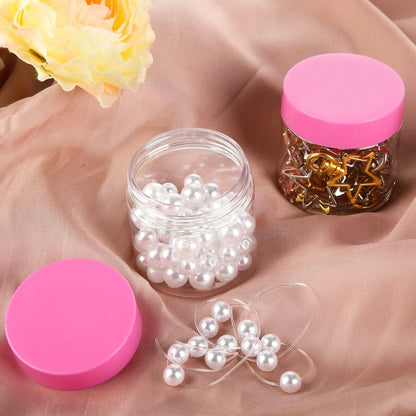 Patelai 4 Pieces Round Wide-mouth Leak Proof Plastic Container Jars with Lids for Travel Storage Makeup Beauty Products Face Creams Oils Salves Ointments DIY Making(2 Ounce,Pink)