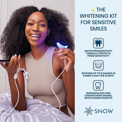 Snow Teeth Whitening Kit - Snow Teeth Whitening Serum and LED Mouthpiece Whitener, Formulated with Hydroxyapatite, Good for 6 Months - Wired Kit with 3 Wands