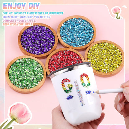 12600Pcs Resin Rhinestones for Bedazzling with 3Pcs B7000 Jewelry Glue, Multicolor 4mm Flatback Gems Rhinestones for Crafting, Clothing Tumblers Mugs Shoes Fabric Decor Nail Art