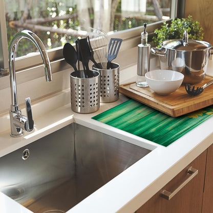 Yellow Daffodils Flowers Dish Drying Rack Mats Decor, Dish Pad Drying Mat Kitchen Counter 18x24 Inch Absorbent Reversible Microfiber for Coffee Bar Sink Countertop