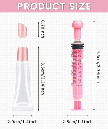 8PCS Empty Lip Gloss Tubes - 10ml Clear Lip Balm Tubes with 5ml Syringes - Refillable Squeeze Tubes for Lip Gloss - Mini Cosmetic Soft Tubes for DIY Lip Gloss and Travel Toiletries