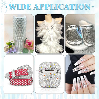 6000Pcs Resin Rhinestones for Bedazzling with 3Pcs B7000 Jewelry Glue, 1 Box Clear Flatback Rhinestones for Crafting Crafts DIY, Crystals Gems for Clothing Shoes Tumblers Nail Art Makeup