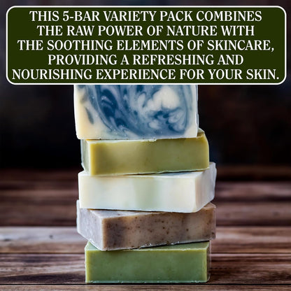CompassSoap Natural Soap for Men | Skin-Friendly, Hand Made Soap Bar Gift Set | Best Exfoliating and Cleansing Bar Soap for Men | 5 Oz. Variety Pack of 5