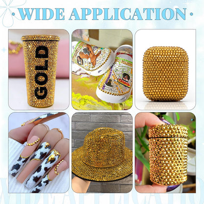 6000Pcs Resin Rhinestones for Bedazzling with 3Pcs B7000 Jewelry Glue, 1 Box Mine Gold Flatback Rhinestones for Crafting Crafts DIY, Crystals Gems for Clothing Shoes Tumblers Nail Art Makeup