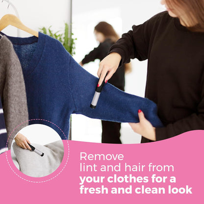 Portable Lint Roller with 100 Sticky Sheets, Mini Pet Hair Remover, Lint Roller for Cats, Dogs, Kids - Travel Roller for Clothes Backpack School - Small Retractable Fits in Pocket (Black)