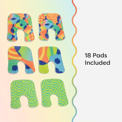 ZenToes Callus Pads | U-Shaped Design Moleskin Blister Pads | Self-Stick Adhesive Felt All Day Comfort Cushions for Calluses and Corns | Reduce Pressure and Friction | 18 Count (Motion Mosaic)