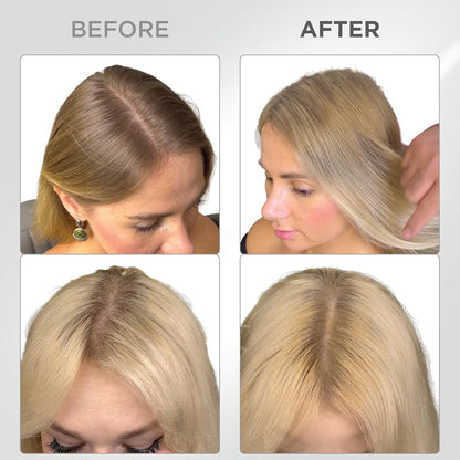 THICK FIBER Root Touch Up and Hairline Concealer - Water & Sweat Resistant Hair Loss Cover for Thinning Hair Women, with Powder and Brush (Medium Blonde)