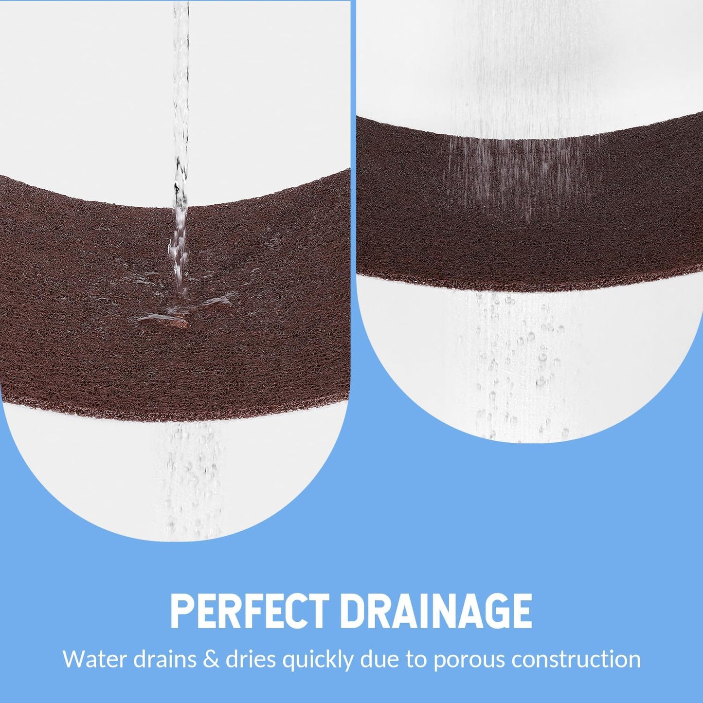 Non-Slip Bathtub Mat, Anti Slip Shower Mat, Fast Drying Bathtub Mats, Foot Scrubber Mat, Anti Slip Mat for Tub, Floor, Bathroom, Kitchen, Home, Hotel (Brown 24"×16")