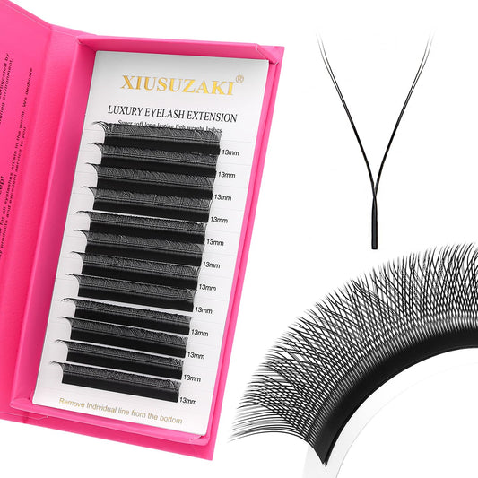YY Lash Extensions Supplies Y Eyelash Extensions 0.05mm Thickness C Curl 9mm Premade Fans 4D Russian Volume Matte Black 12 Rows Crisscross Eye Lashes(YY-0.05-C,9mm)