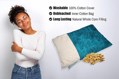 Microwavable Corn Filled Heating Pad and Cold Pack/Washable 100% Cotton Cover (Etched - Dark Jade, 7.5in W x 11in L)