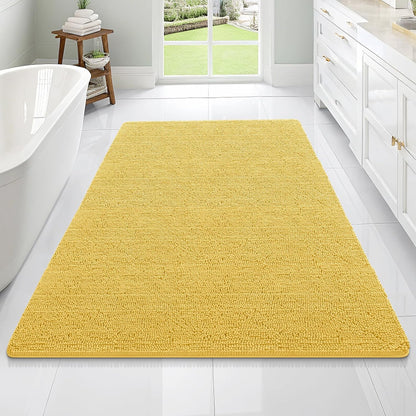 OLANLY Bathroom Rugs 70x46, Extra Soft Absorbent Chenille Bath Rugs, Rubber Backing Quick Dry, Machine Washable Bath Mats for Bathroom Floor, Tub and Shower, Home Decor Accessories, Yellow