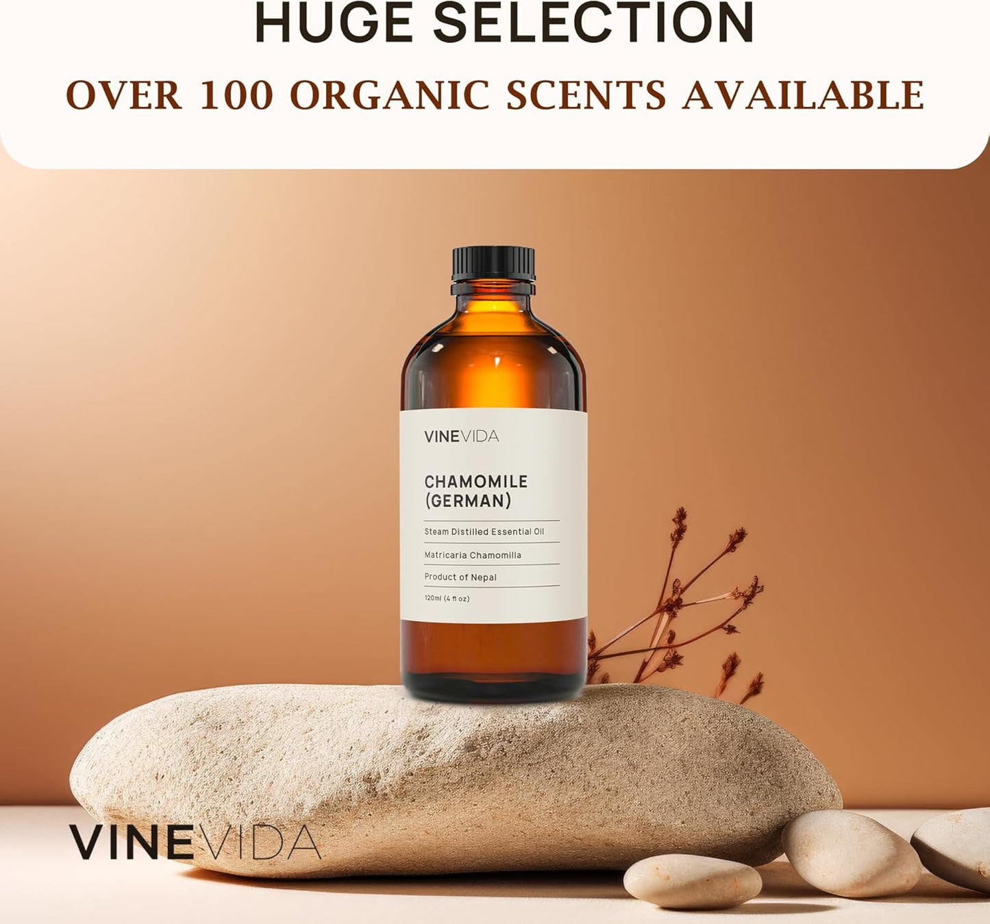 VINEVIDA Chamomile German Essential Oil 4 oz - Undiluted Chamomile Oil 4 oz - Chamomile Candle Oil Scent - DIY Candle Scents for Candlemaking - Bulk Essential Oil for Soap Making Safe for Skin