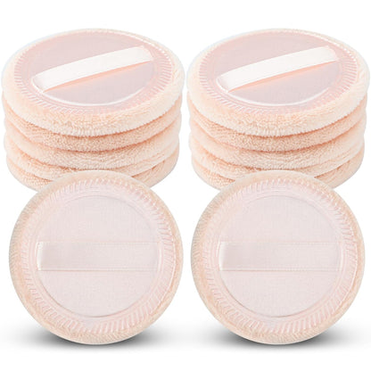 12 Pieces Powder Puffs Cotton Makeup Pads Soft Face Compact Puffs for Loose Setting Pressed Powder, 2.36 Inch (Beige)