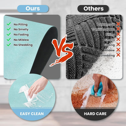 Diatomaceous Earth Bath mat Bathroom Rugs Super Absorbent Quick Dry Non Slip Bath Mat Thin Bathroom Floor Mats Fit Under Door-Shower Rug for in Front of Bathtub Shower, Green, 19.6"x31.5"