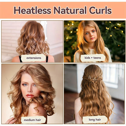 Heatless Hair Curler Overnight Curl Rods for All Hair Types, Healthy and Stylish Heatless Curling Set jumbo heatless hair curler to sleep in Heatless Hair Curlers (Brown, Medium)