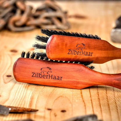 ZilberHaar Regular Beard Brush - Soft Boar Bristles - Beard grooming brush for men - Straightens and Promotes beard growth - Works with Beard Oils and Balms - Essential for beard care kits