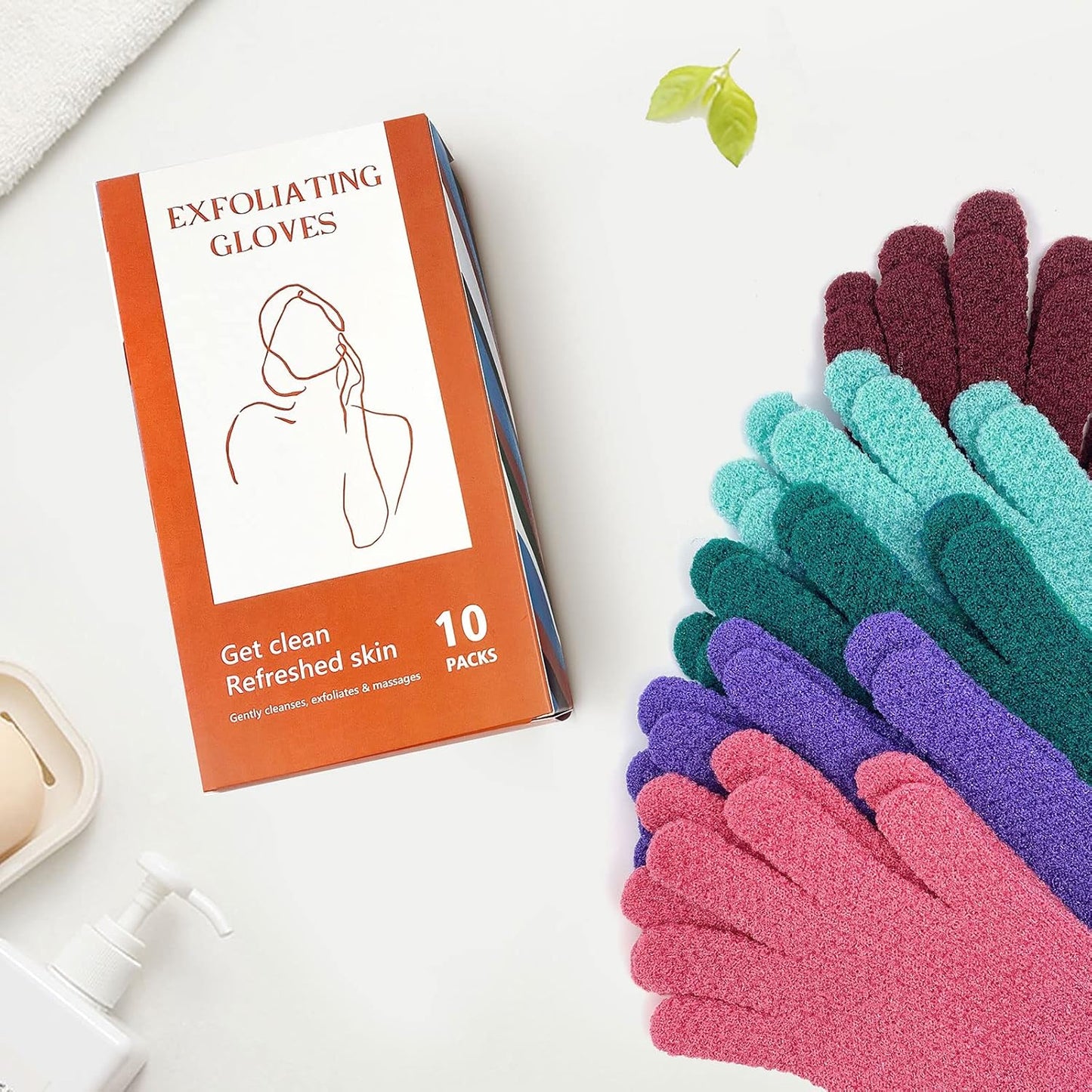 Evridwear Exfoliating Dual Texture Bath Gloves for Shower, Spa, Massage and Body Scrubs, Dead Skin Cell Remover, with Hanging Loop Heavy(5 Pairs Gift Set for Women)