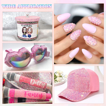 25000Pcs Resin Rhinestones with Tweezers for Crafting, 2-6mm Mixed Sizes (Light Pink AB) Non Hotfix Flatback Gems, Bedazzling Crystal for DIY Crafts Clothing Tumblers Mugs Shoes Decor Nail Art
