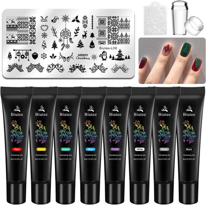 Biutee Nail Stamping Plates set 8 pcs Nail stamping polish gel 10pcs Templates with stamper Nail Art Plates set Valentine Nail Plates animal flower Rose design