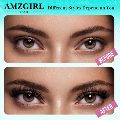 Lash Clusters Kit 200PCS 50D Eyelash Extension Kit D Curl Wispy Eyelash Clusters DIY Natural Individual Lashes Kits Lashes Extensions Kit with Lash Bond and Remover Eyelash Tweezer at Home（White Bond）