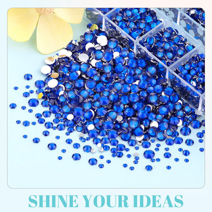 6100Pcs Royal Blue Rhinestones for Crafting with 2Pcs 10ml B7000 Jewelry Glue, 1 Box Flatback Crystals Diamond for Bedazzling Crafts DIY Nail Art Resin Gems for Clothing Shoes