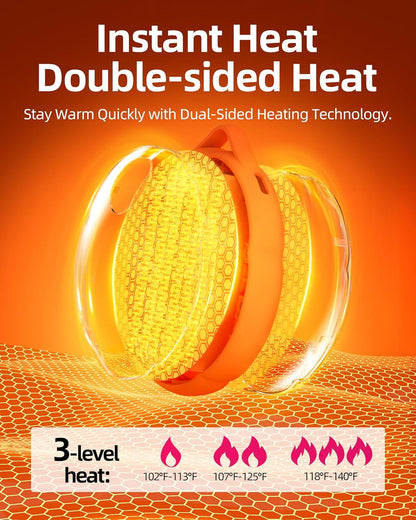 FrSara Hand Warmers Rechargeable, Hangable Electric Hand Warmer w/ 4000mAh Last 10 Hours, 3-Level Heat w/Strip, Light & Display, Gift for Outdoors Camping Hiking Skiing Raynauds & Christmas