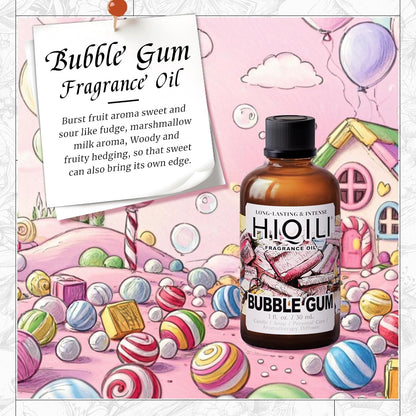 HIQILI Bubble Gum Fragrance Oil for Candle, Soap & Bath Bombs Making, Long Lasting Candy Scents, Home Diffuser Use - 1 Fl Oz