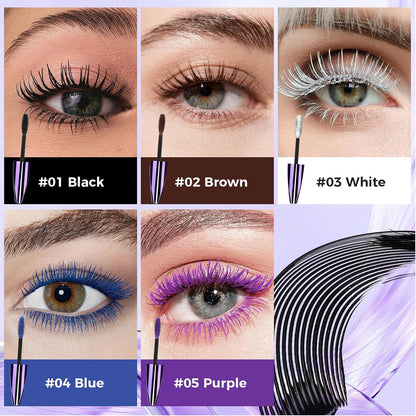 2PCS Blue Mascara for Eyelashes, 5D Colored Mascara 【Waterproof】【Natural Curling】【Lengthening Curling rimel de pestañas Volume】for Women Eye Makeup Cosplay & Parties