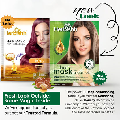 Herbishh Argan Hair Mask-Deep Conditioning & Hydration For Healthier Looking Hair-25gm for very Dry, Weak, Stressed Out Hair, No Sulphates, No Parabens
