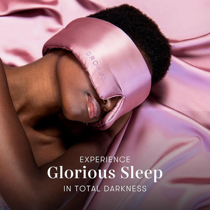DROWSY Silk Sleep Mask - Face-Hugging, Padded Cocoon for Luxury Sleep in Total Darkness - 100% Pure Mulberry Silk (Damask Rose)