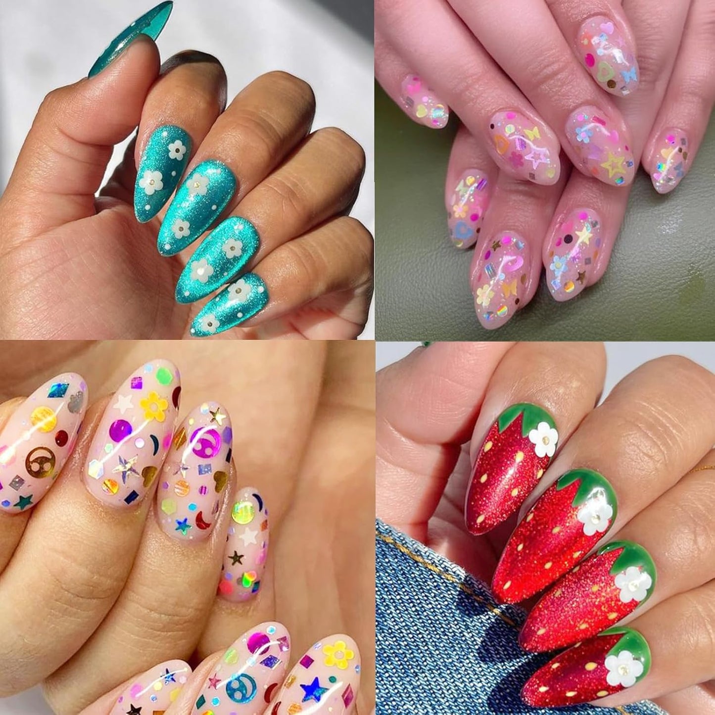 6 Grids Hollow Plum Flower Sequins for Nail，Mixed Colorful Floral Nail Flakes 3D Confetti Flowers Nail Glitter Shiny Flower Nail Flakes Acrylic Nails Supplies for Women Girls Manicure Decorations