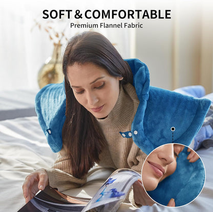 Heating Pad for Neck Shoulder and Back, Fathers Day Dad Gifts, Deeper Pain Relief and Fast Heating Weighted Heat Wrap, Birthday Gifts for Mom Men Dad Wife, ETL Certified, Blue